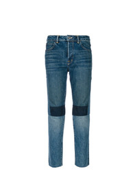 Женские синие джинсы в стиле пэчворк от Helmut Lang