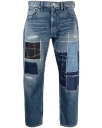 Мужские синие джинсы в стиле пэчворк от Junya Watanabe MAN