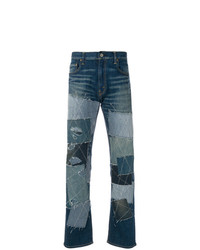 Мужские синие джинсы в стиле пэчворк от Junya Watanabe MAN