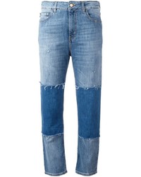 Женские синие джинсы в стиле пэчворк от Love Moschino