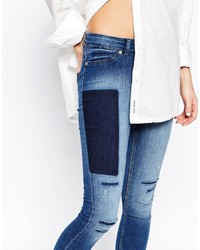 Женские синие джинсы в стиле пэчворк от Cheap Monday
