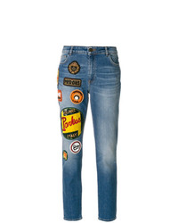 Женские синие джинсы в стиле пэчворк от Mr & Mrs Italy