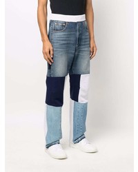 Мужские синие джинсы в стиле пэчворк от Valentino