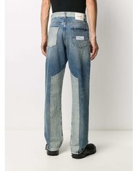 Мужские синие джинсы в стиле пэчворк от Heron Preston