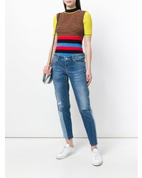 Женские синие джинсы в стиле пэчворк от Cambio