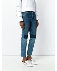 Женские синие джинсы в стиле пэчворк от Helmut Lang