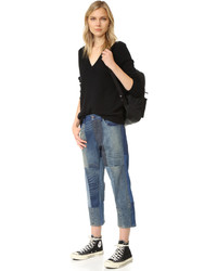 Женские синие джинсы в стиле пэчворк от 6397