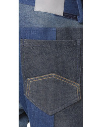 Женские синие джинсы в стиле пэчворк от 6397