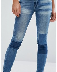 Женские синие джинсы в стиле пэчворк от Vila