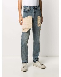 Мужские синие джинсы в стиле пэчворк от VAL KRISTOPHE
