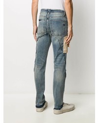 Мужские синие джинсы в стиле пэчворк от VAL KRISTOPHE