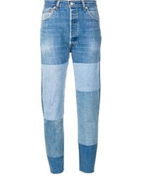 Женские синие джинсы в стиле пэчворк от RE/DONE