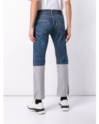 Мужские синие джинсы в стиле пэчворк от Geo