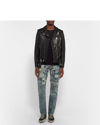 Мужские синие джинсы в стиле пэчворк от Blackmeans