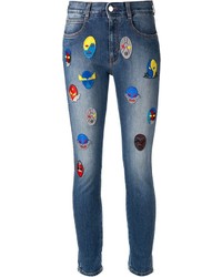 Женские синие джинсы в стиле пэчворк от Stella McCartney