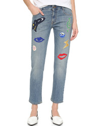 Женские синие джинсы в стиле пэчворк от Stella McCartney