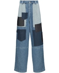 Мужские синие джинсы в стиле пэчворк от Sunnei
