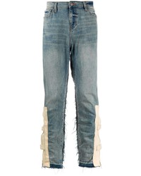 Мужские синие джинсы в стиле пэчворк от VAL KRISTOPHE