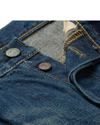 Мужские синие джинсы в стиле пэчворк от orSlow