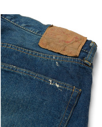 Мужские синие джинсы в стиле пэчворк от orSlow