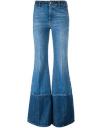 Синие джинсы-клеш от Alexander McQueen
