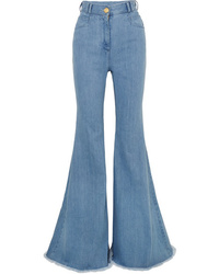 Синие джинсы-клеш от Balmain