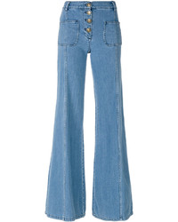 Синие джинсы-клеш от Chloé