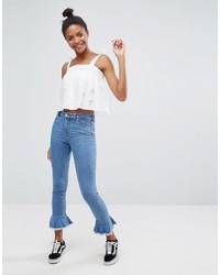 Синие джинсы-клеш от Monki