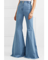 Синие джинсы-клеш от Balmain