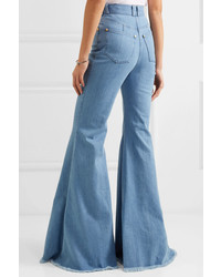 Синие джинсы-клеш от Balmain