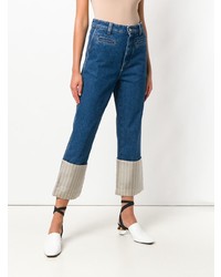 Синие джинсы-клеш от Loewe