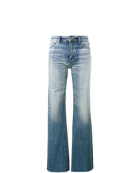 Синие джинсы-клеш от Saint Laurent