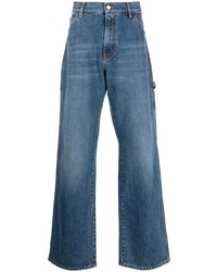 Мужские синие джинсы с вышивкой от Alexander McQueen
