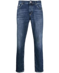Мужские синие джинсы с вышивкой от Brunello Cucinelli