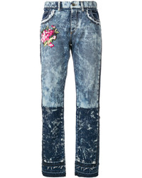 Женские синие джинсы с вышивкой от Dolce & Gabbana