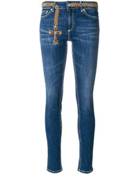 Женские синие джинсы с вышивкой от Dondup
