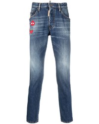 Мужские синие джинсы с вышивкой от DSQUARED2