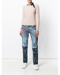 Женские синие джинсы с вышивкой от Dolce & Gabbana