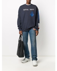 Мужские синие джинсы с вышивкой от Heron Preston