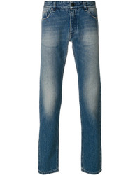 Мужские синие джинсы с вышивкой от Fendi