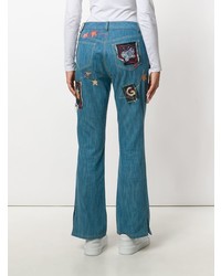 Женские синие джинсы с вышивкой от John Galliano Vintage