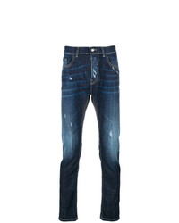 Мужские синие джинсы с вышивкой от Frankie Morello