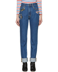 Женские синие джинсы с вышивкой от Marc Jacobs