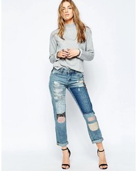 Женские синие джинсы с вышивкой от Blank NYC