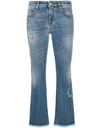 Женские синие джинсы с вышивкой от Roberto Cavalli