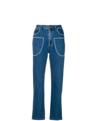 Женские синие джинсы с вышивкой от See by Chloe