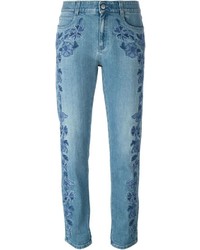 Женские синие джинсы с вышивкой от Stella McCartney