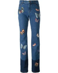 Женские синие джинсы с вышивкой от Valentino