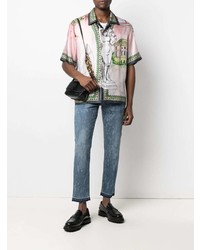 Мужские синие джинсы с принтом от Dolce & Gabbana