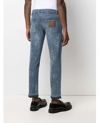 Мужские синие джинсы с принтом от Dolce & Gabbana